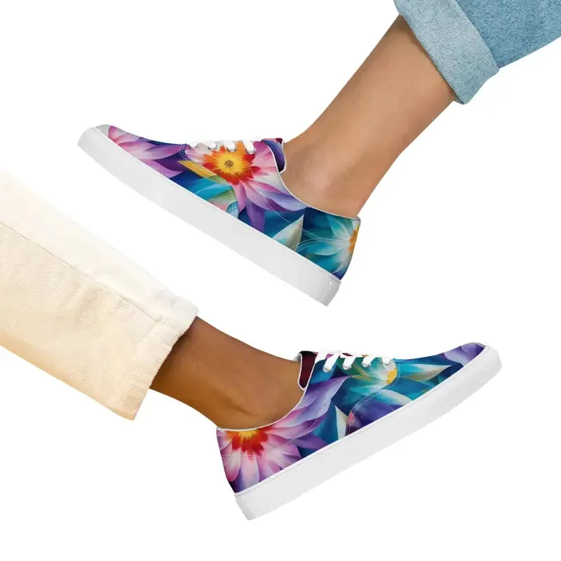 Vibrant Color Flowers Women's Canvas Shoes