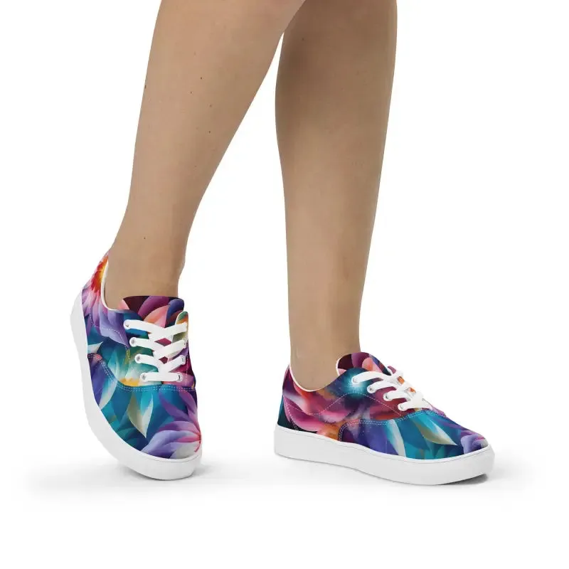 Vibrant Color Flowers Women's Canvas Shoes