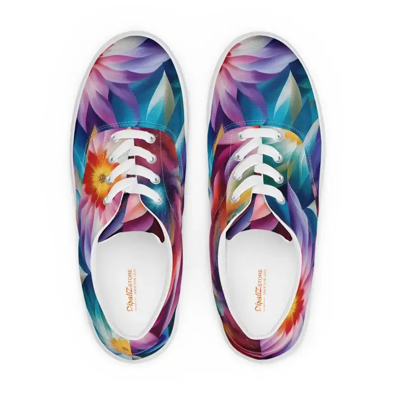 Vibrant Color Flowers Women's Canvas Shoes