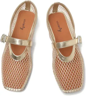 vivianly Mesh Ballet Flats Shoes for Women Flats Comfortable Dressy Round Toe Mesh Flats Fishnet Mary Jane Flats for Events Party Leisure