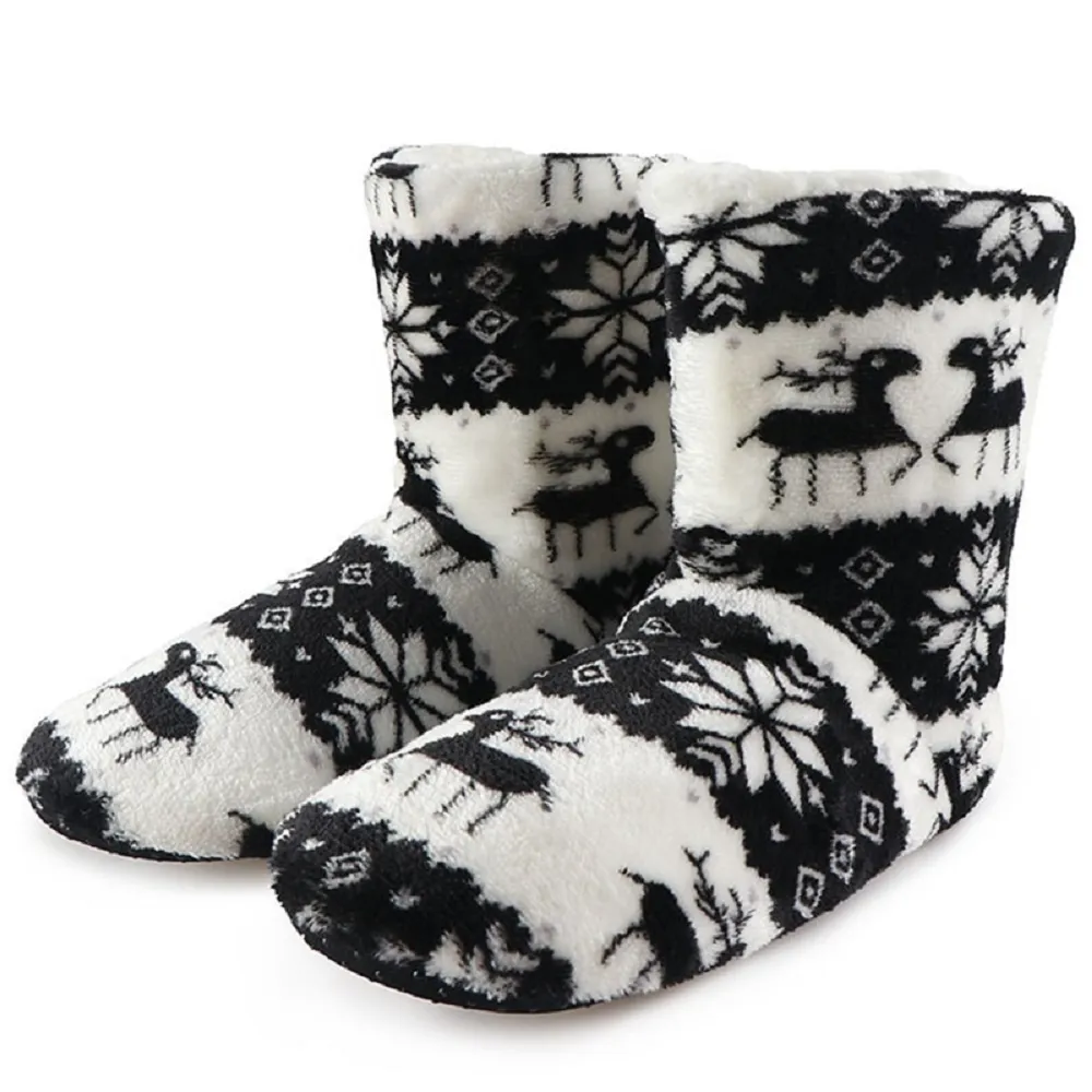 Winter women's warm fluffy fleece lining slipper socks