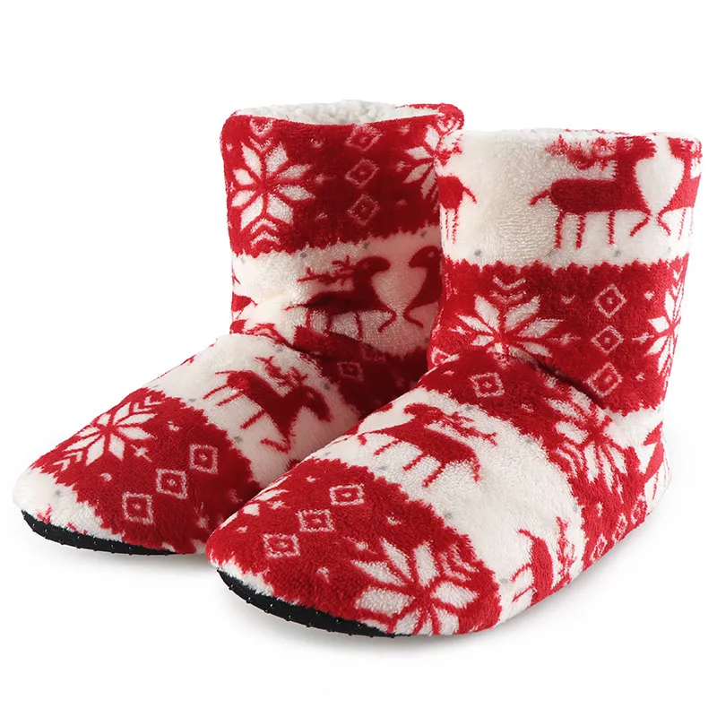 Winter women's warm fluffy fleece lining slipper socks