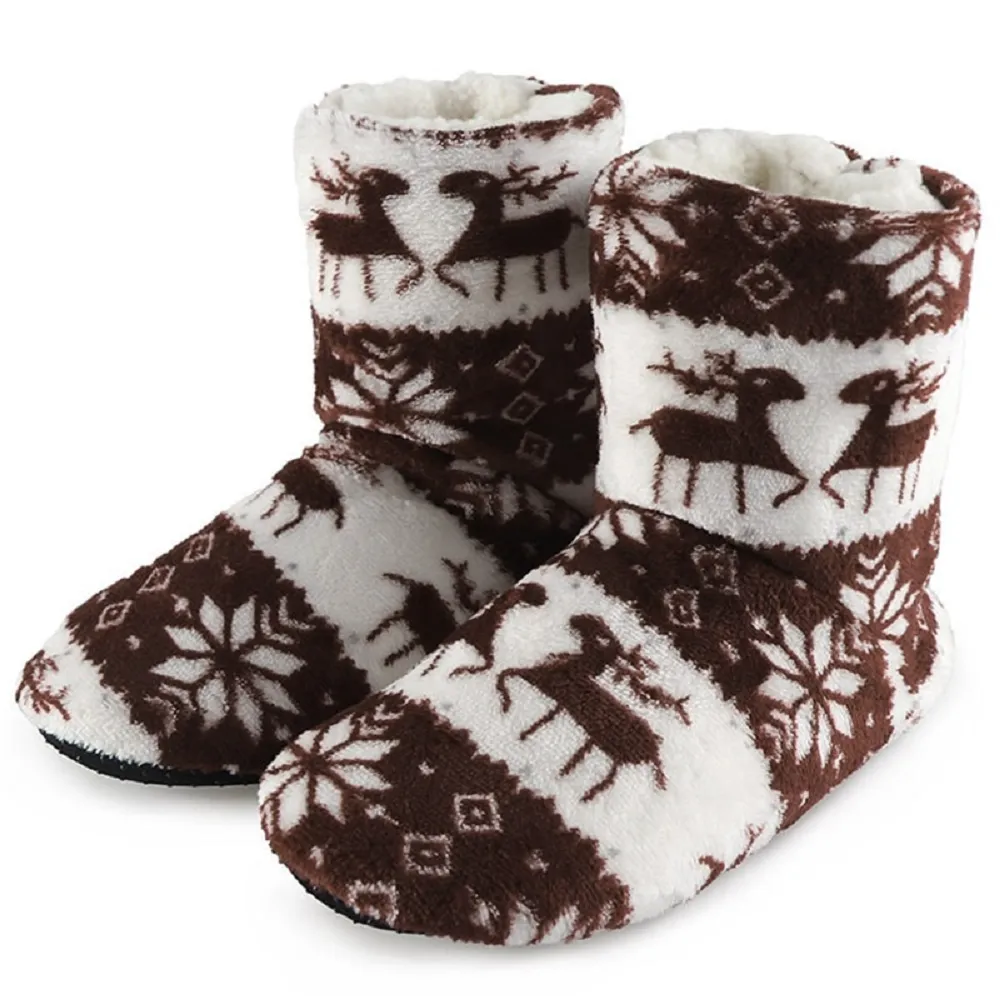Winter women's warm fluffy fleece lining slipper socks