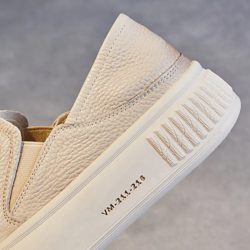 Women Minimalist Leather Thick Soled Flat Casual Shoes