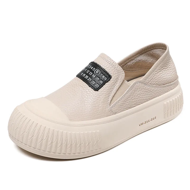 Women Minimalist Leather Thick Soled Flat Casual Shoes