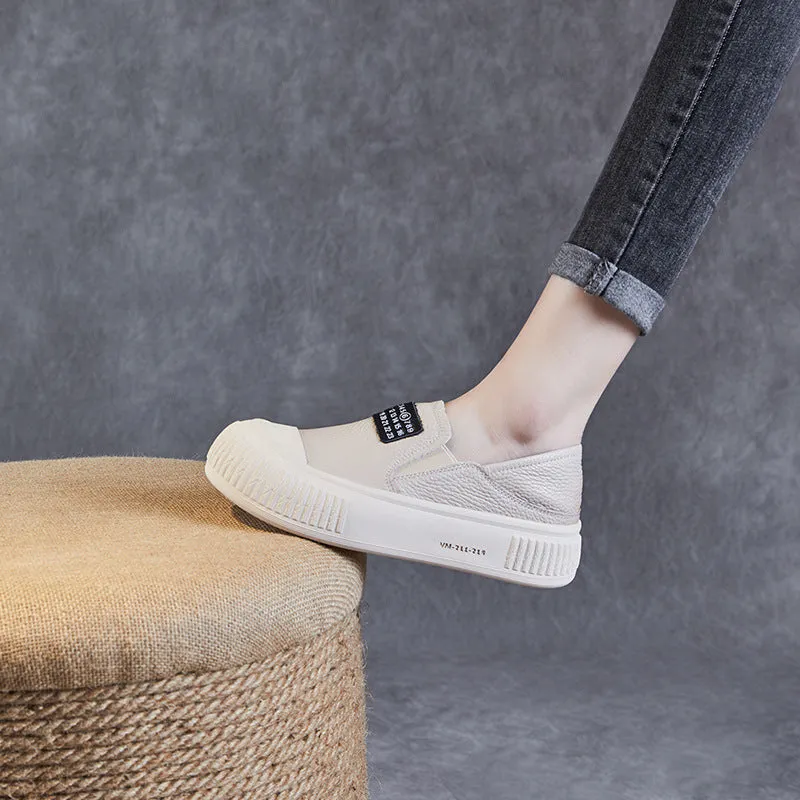 Women Minimalist Leather Thick Soled Flat Casual Shoes