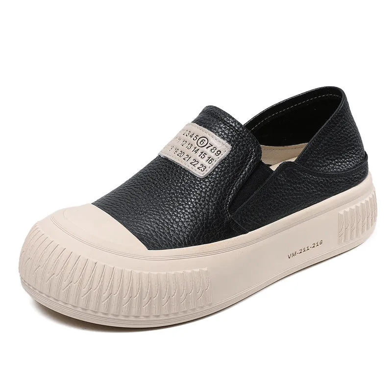 Women Minimalist Leather Thick Soled Flat Casual Shoes