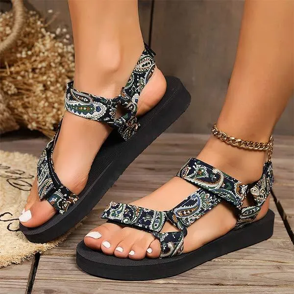 Women's Color Block Velcro Thick-Soled Beach Sandals 86375214C