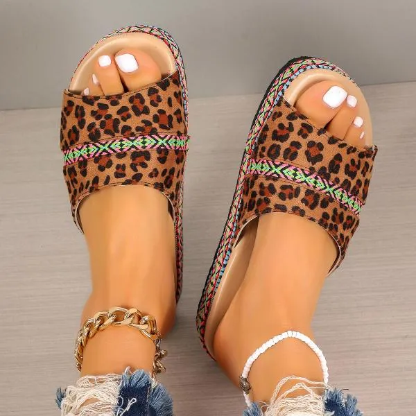 Women's Ethnic Style Leopard Print Thick-Soled Slippers 24268747S