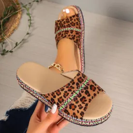 Women's Ethnic Style Leopard Print Thick-Soled Slippers 24268747S