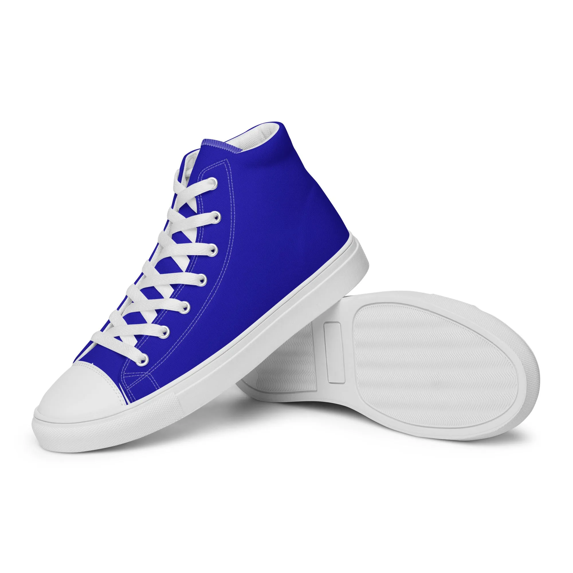 Women’s Royal Blue high top canvas shoes, Women's Blue Sneakers